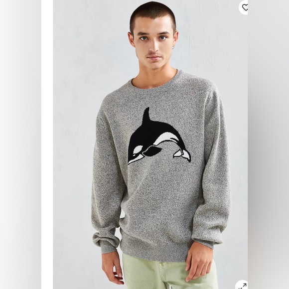 BARNEY COOLS CHANDAIL KILLA WHALE GRAY KNIT MEN SWEATER IN SIZE LARGE - Picture 4 of 9